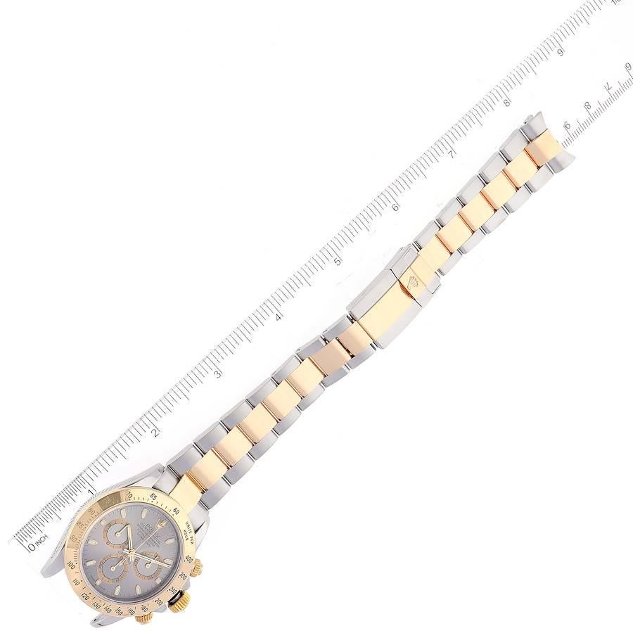 Rolex Daytona Stahl 18k Gelbgold Schiefer Zifferblatt Herrenuhr 116523 Box Papiere im Angebot 4