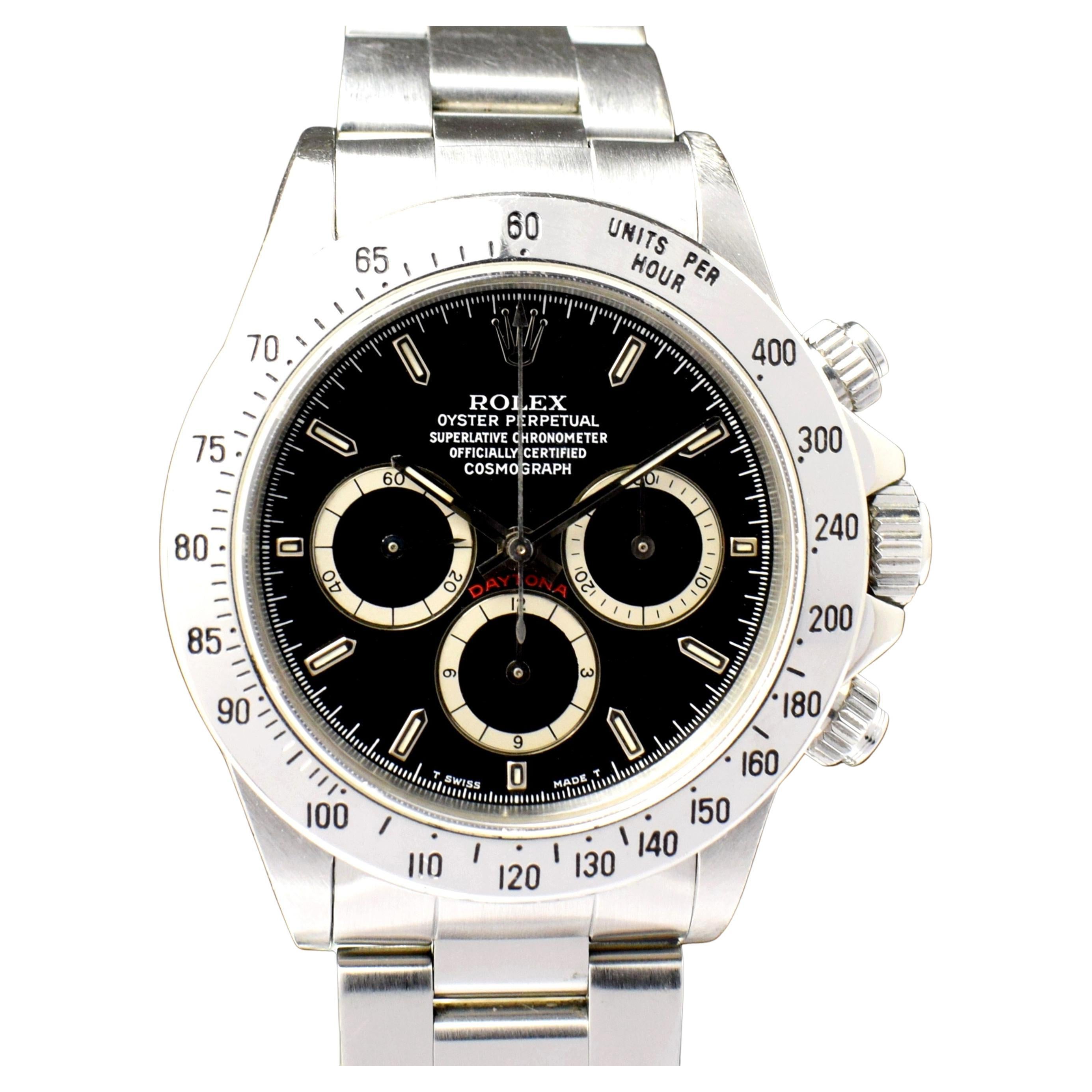 Rolex Daytona Steel Black Dial 16520 Cosmograph Chrono, Inverted 6 Watch 1990