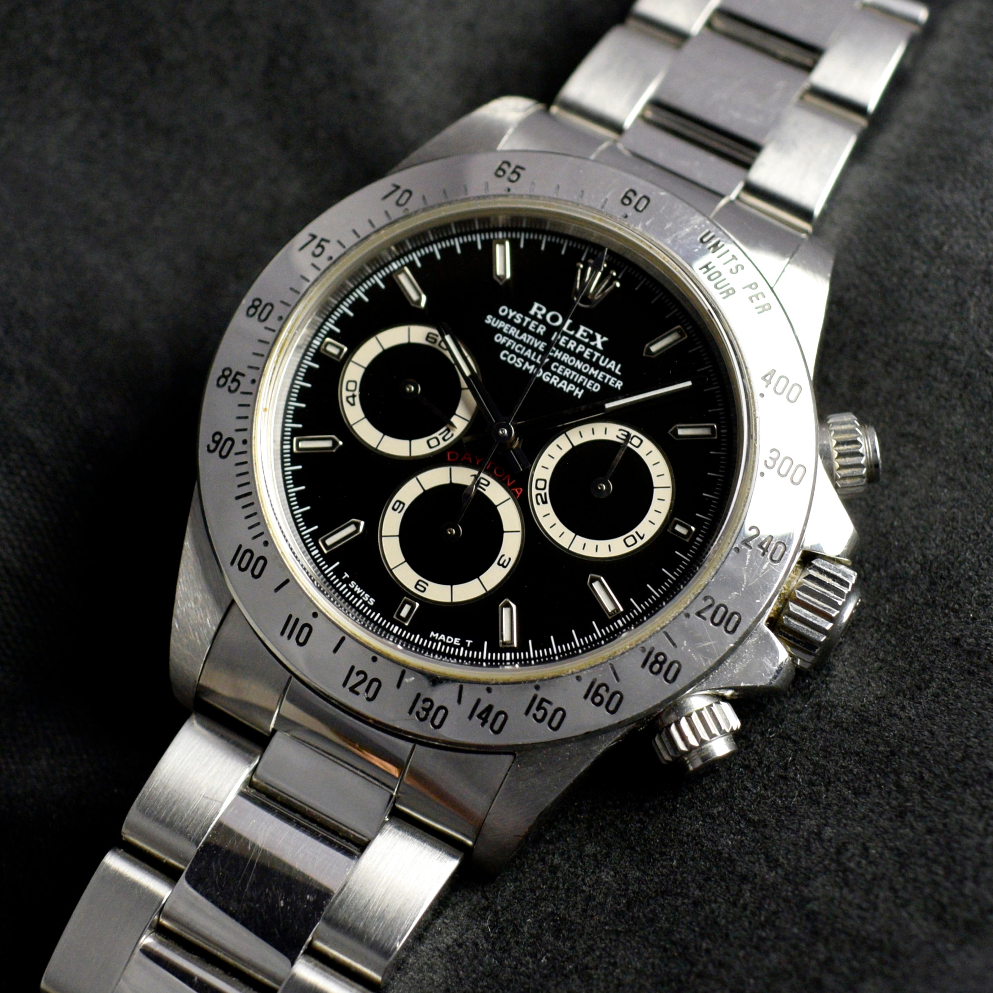 Rolex Daytona Stahlschwarzes Zifferblatt 16520 Cosmograph Chronograph Uhren-Set, 1997 im Zustand „Gut“ in Central & Western District, HK