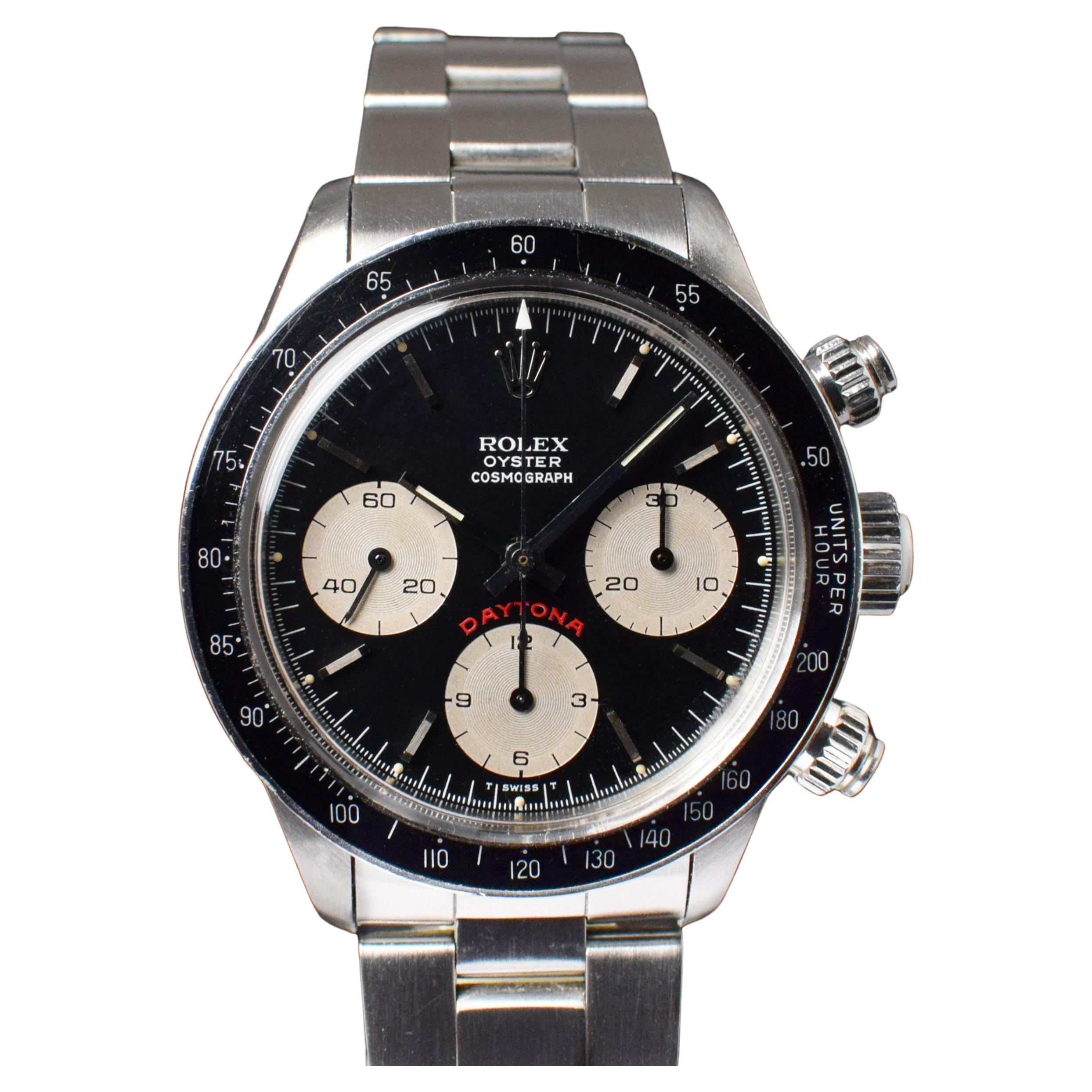 Rolex Daytona Stahl-Uhr mit schwarzem Zifferblatt und großem roten 6263 Stardust Sub Registers, 1985