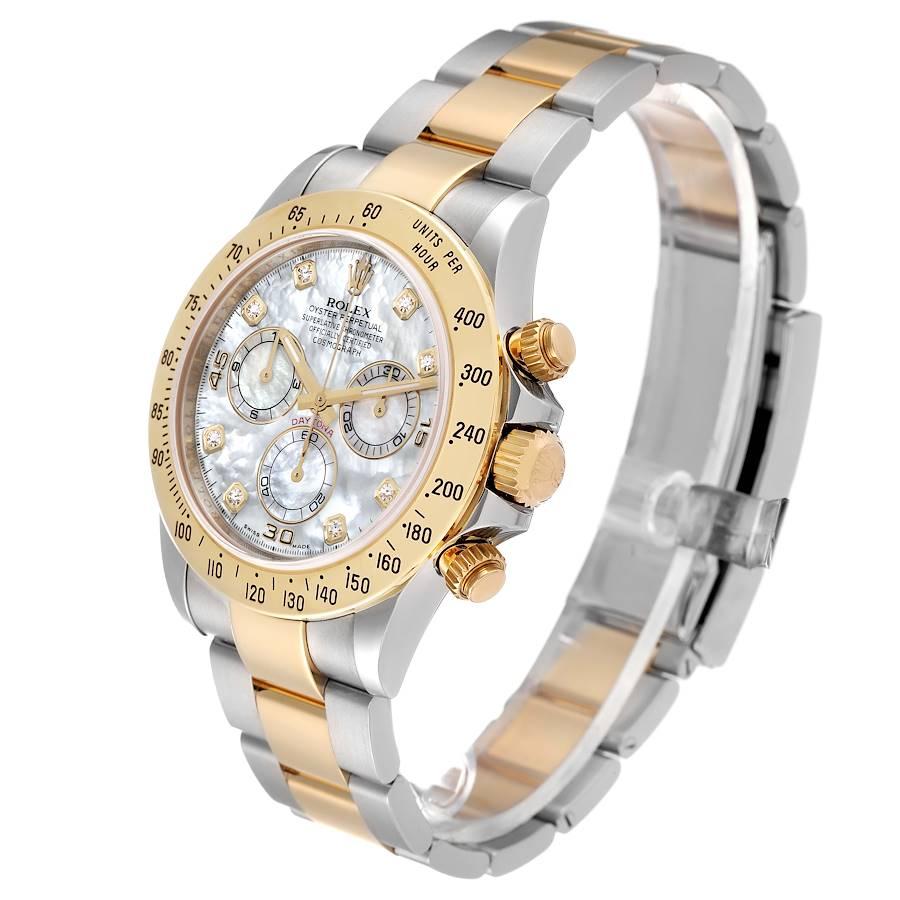 Rolex Daytona Stahl Perlmutt-Diamant-Herrenuhr 116523 Box Kartene im Angebot 1