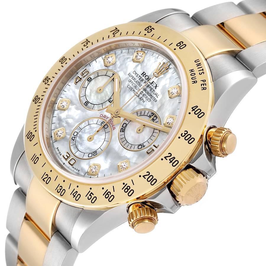 Rolex Daytona Stahl Perlmutt-Diamant-Herrenuhr 116523 Box Kartene im Angebot 2