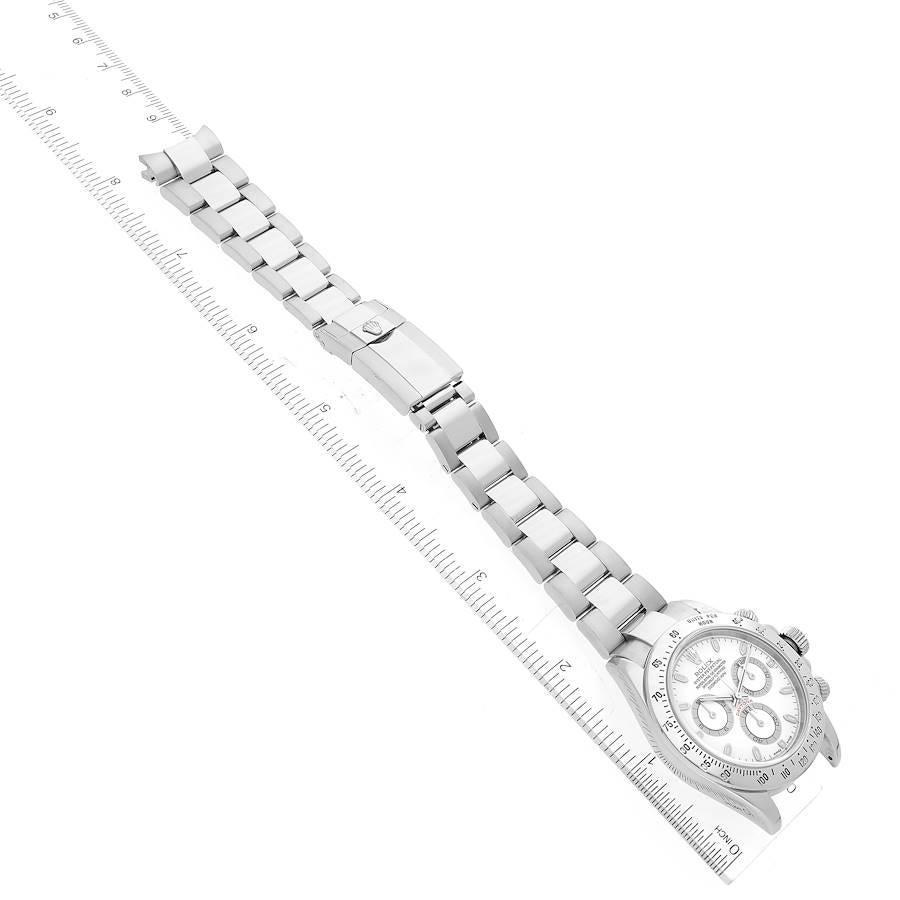 Rolex Daytona Stahl Weißes Zifferblatt Chronograph Herrenuhr 116520 im Angebot 7