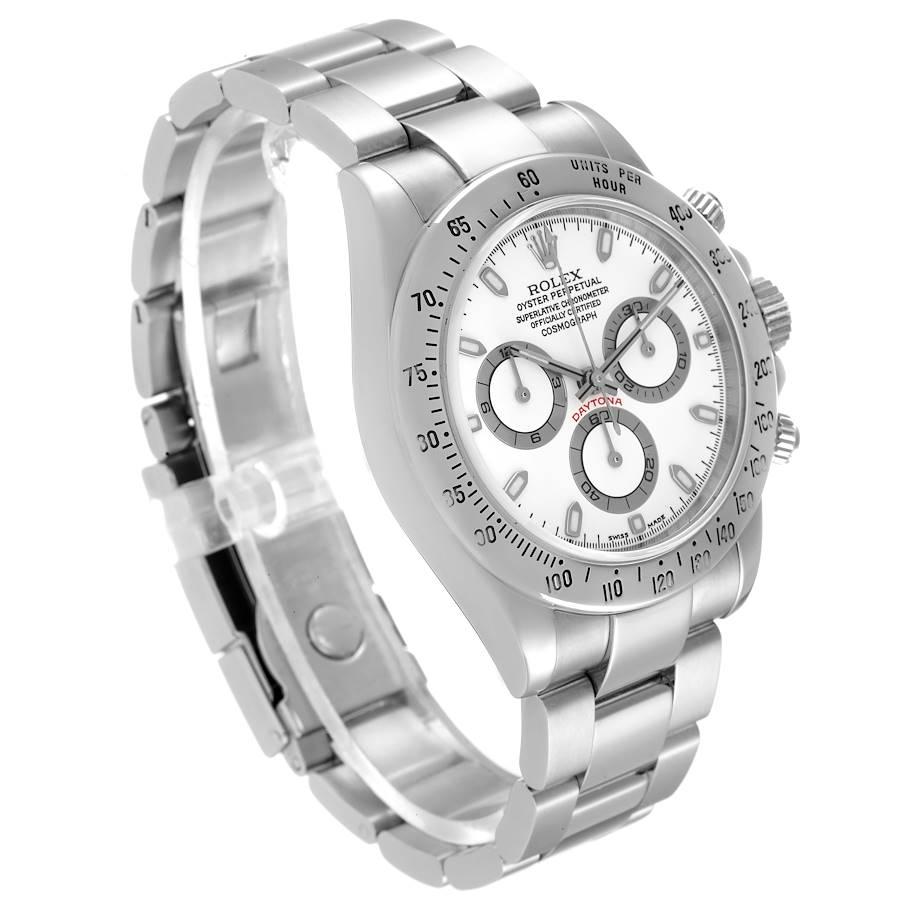 Rolex Daytona Stahl Weißes Zifferblatt Chronograph Herrenuhr 116520 im Zustand „Hervorragend“ im Angebot in Atlanta, GA