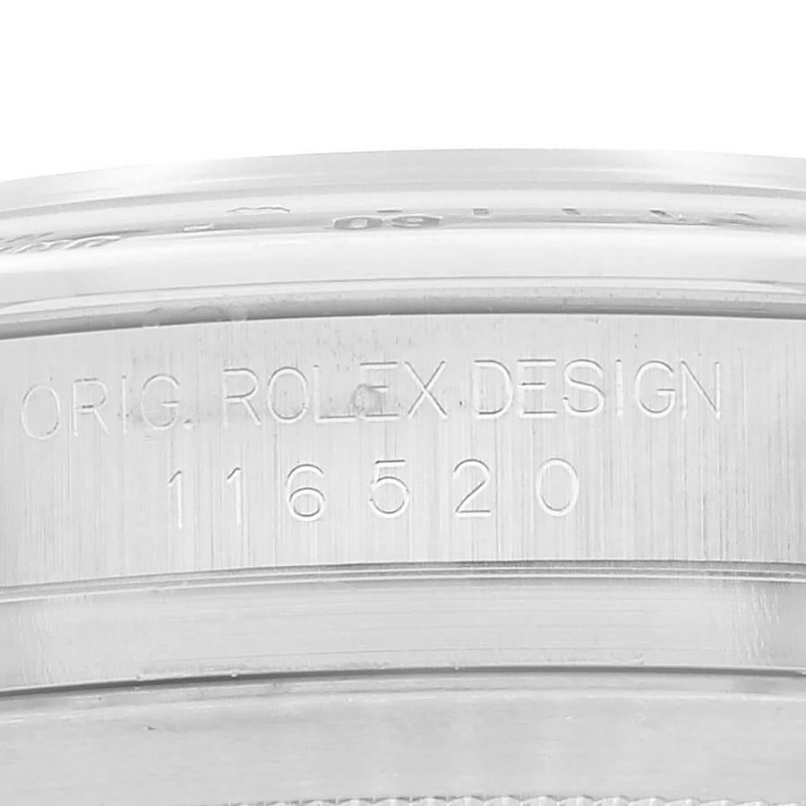 Rolex Daytona Stahl Weißes Zifferblatt Chronograph Herrenuhr 116520 im Angebot 3