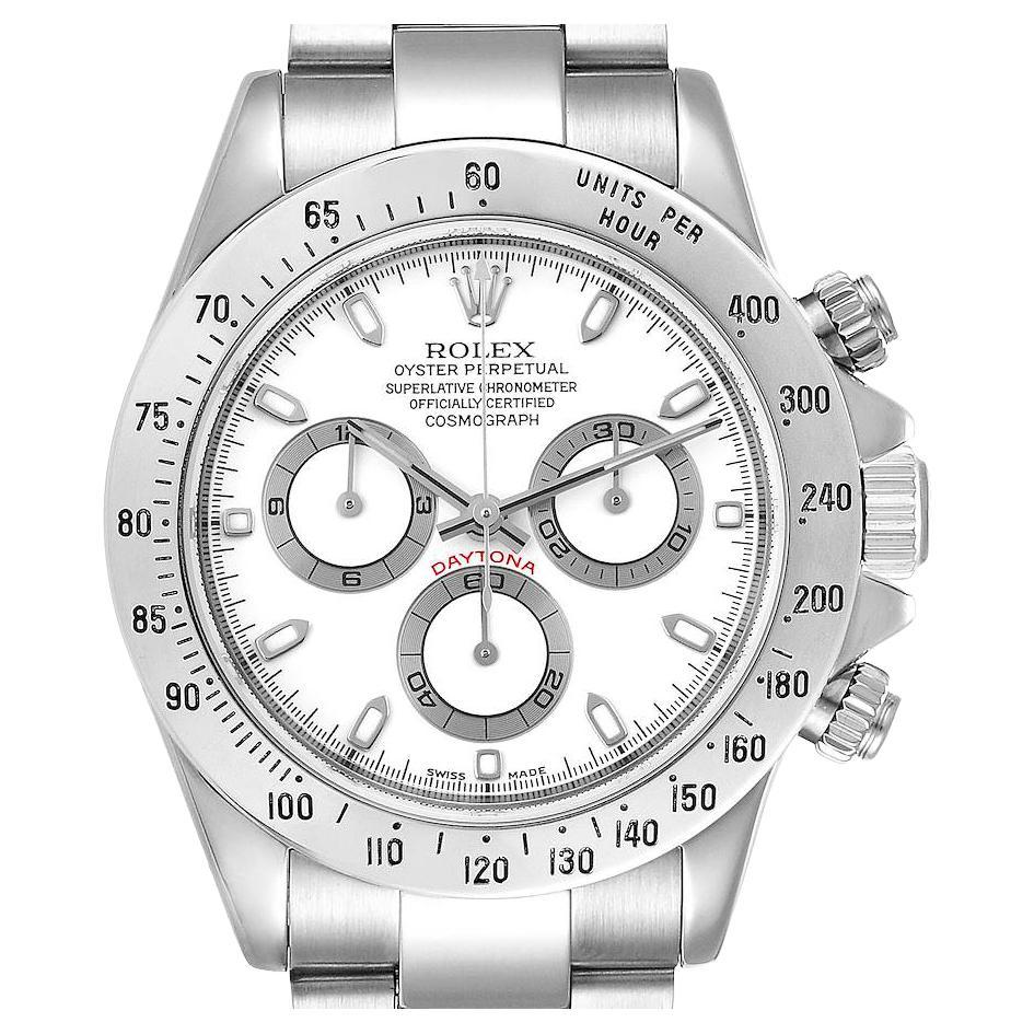 Rolex Daytona Steel White Dial Chronograph Mens Watch 116520 For Sale