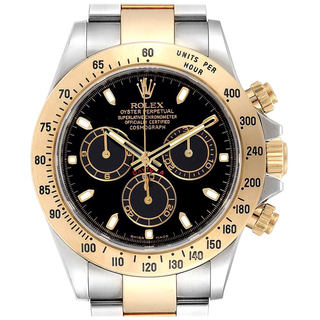 Rolex Daytona Steel Yellow Gold Black Dial Chronograph Men's Watch 116523