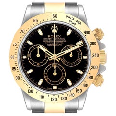Rolex Daytona Steel Yellow Gold Black Dial Mens Watch 116523 Box Card