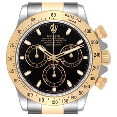 Rolex Daytona Stahl-Gelbgold-Herrenuhr mit schwarzem Zifferblatt 116523 Boxkarte
