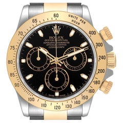 Rolex Daytona Steel Yellow Gold Black Dial Mens Watch 116523 Box Card