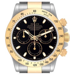 Rolex Daytona Steel Yellow Gold Black Dial Mens Watch 116523 Box Papers