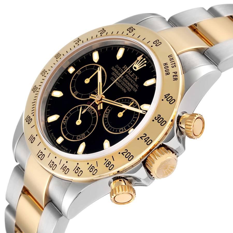 Rolex Daytona Steel Yellow Gold Black Dial Mens Watch 116523 en vente 1