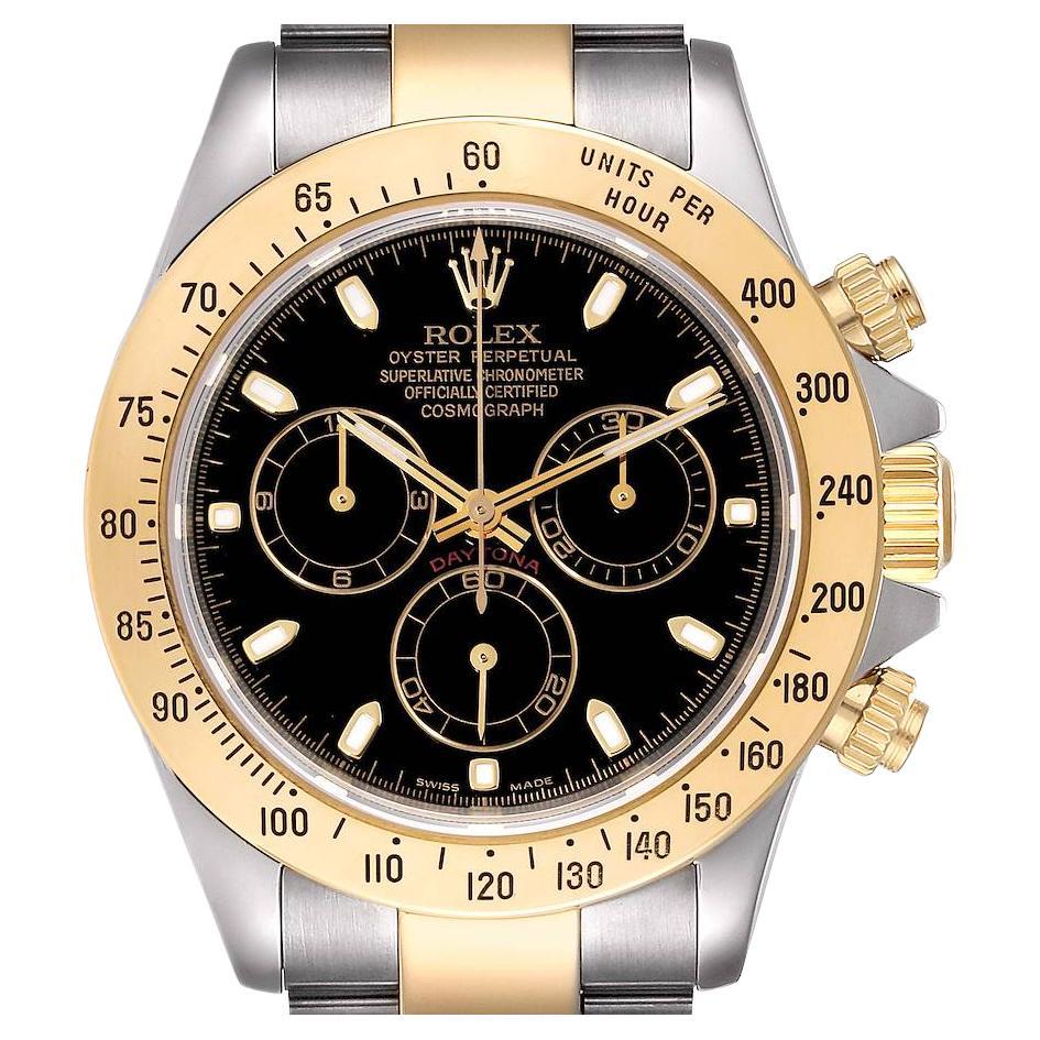 Rolex Daytona Steel Yellow Gold Black Dial Mens Watch 116523 For Sale