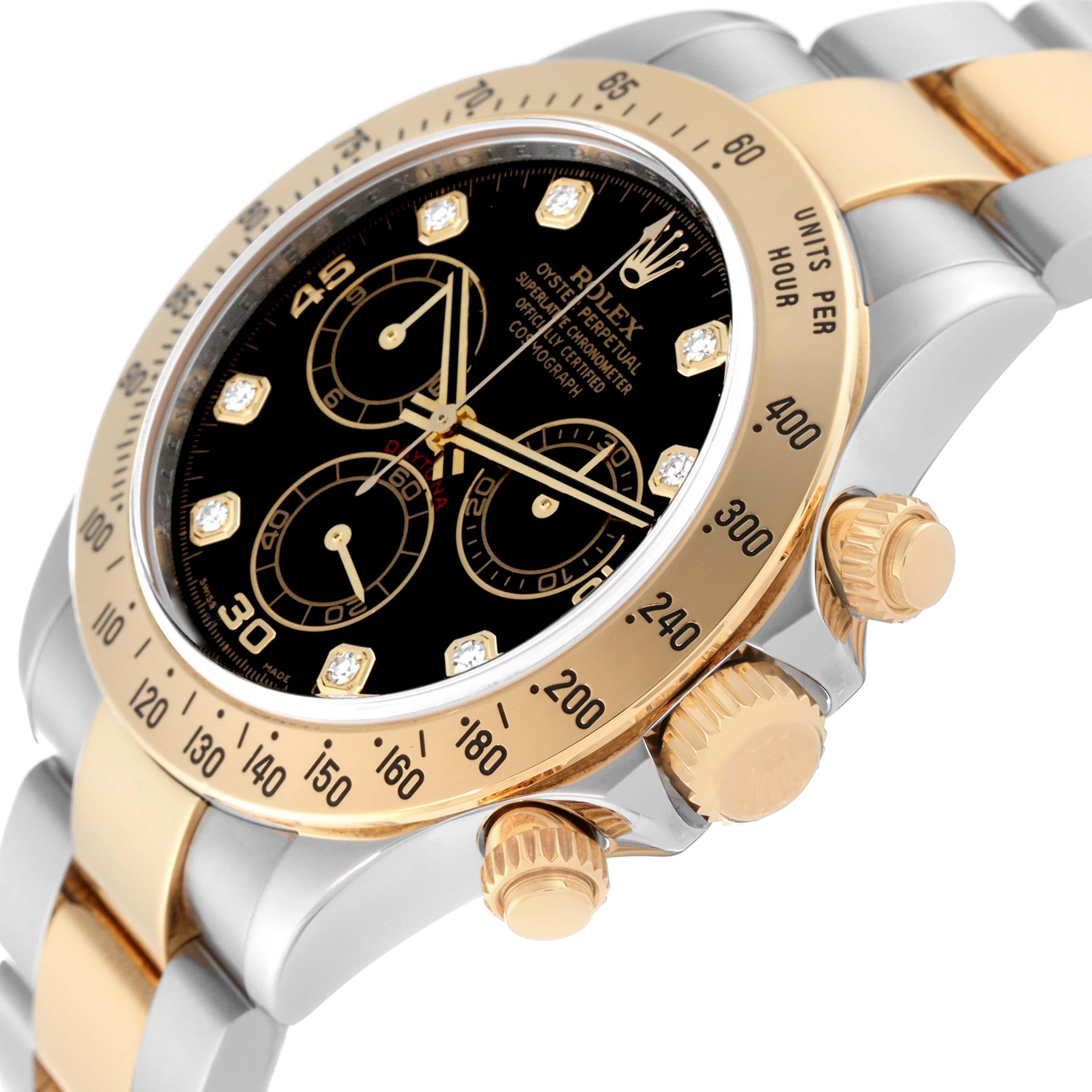 Rolex Daytona Steel Yellow Gold Black Diamond Dial Mens Watch 116523 1