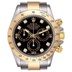 Rolex Daytona Steel Yellow Gold Diamond Chronograph Mens Watch 116523