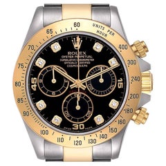 Rolex Daytona Steel Yellow Gold Diamond Chronograph Watch 116523 Box Papers