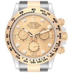 Rolex Daytona Steel Yellow Gold Diamond Dial Mens Watch 116503 Box Card