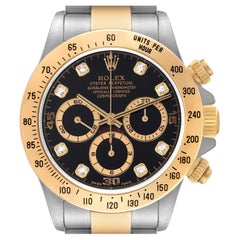 Rolex Montre Daytona en acier et or jaune avec cadran en diamants, mouvement Zenith, pour hommes 16523