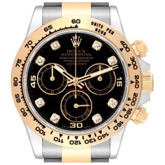 Rolex Daytona Steel Yellow Gold Diamond Mens Watch 116503 Box Card