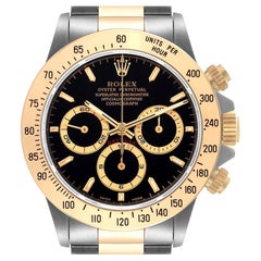 Rolex Daytona Steel Yellow Gold Inverted 6 Black Dial Watch 16523 Box Papers