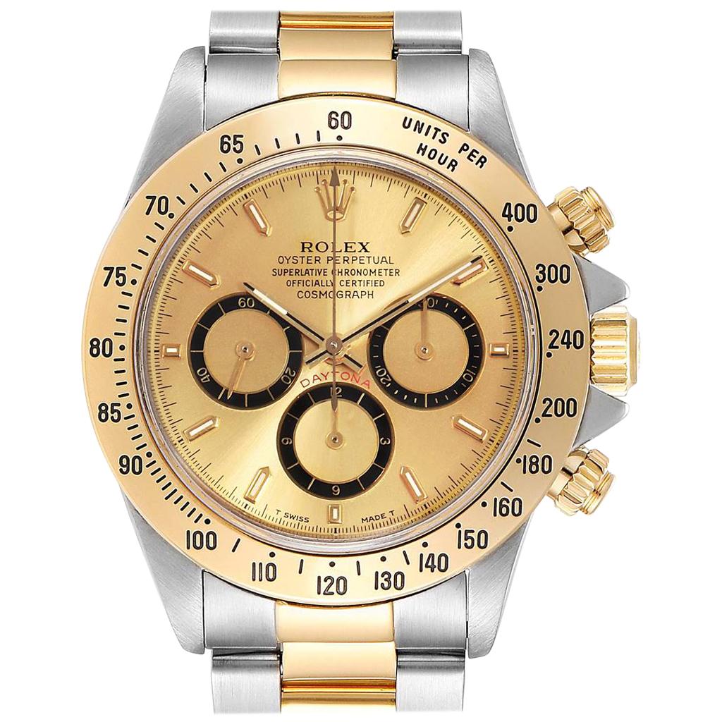 Rolex Daytona Steel Yellow Gold Inverted 6 Men's Watch 16523 Box Papers For Sale
