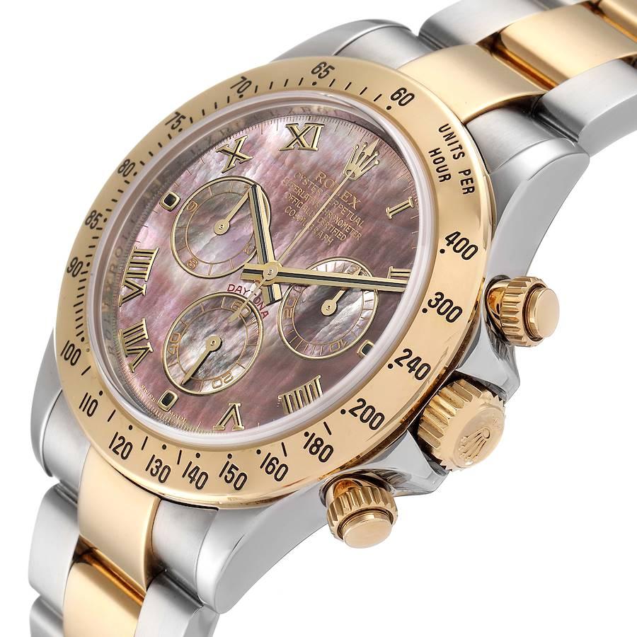 Rolex Daytona Steel Yellow Gold MOP Dial Chronograph Mens Watch 116523 In Excellent Condition For Sale In Atlanta, GA