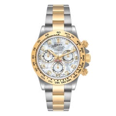 Rolex Daytona Steel Yellow Gold MOP Diamond Mens Watch 116503 Box Card