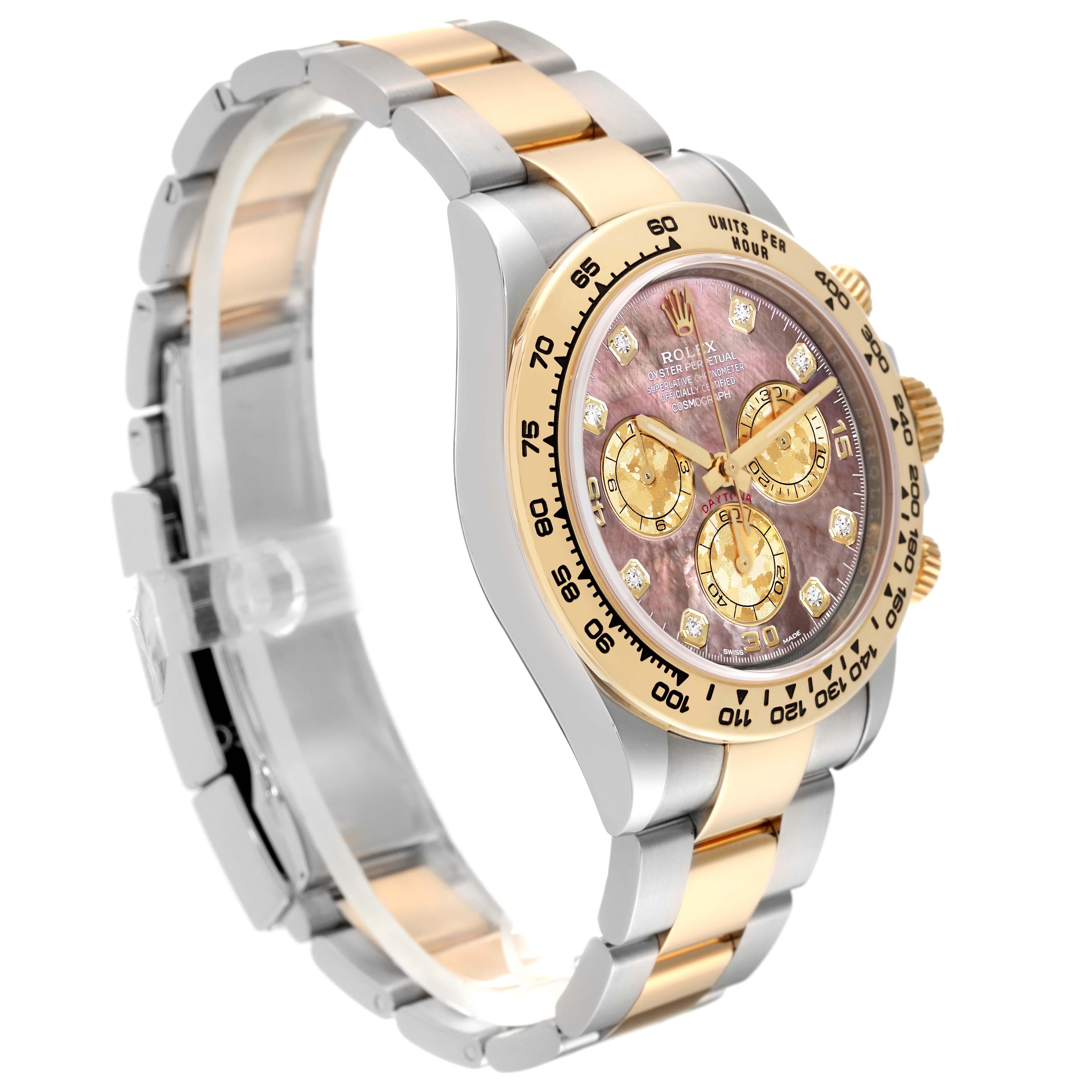 Rolex Daytona Steel Yellow Gold MOP Diamond Mens Watch 116503 Box Card en vente 4