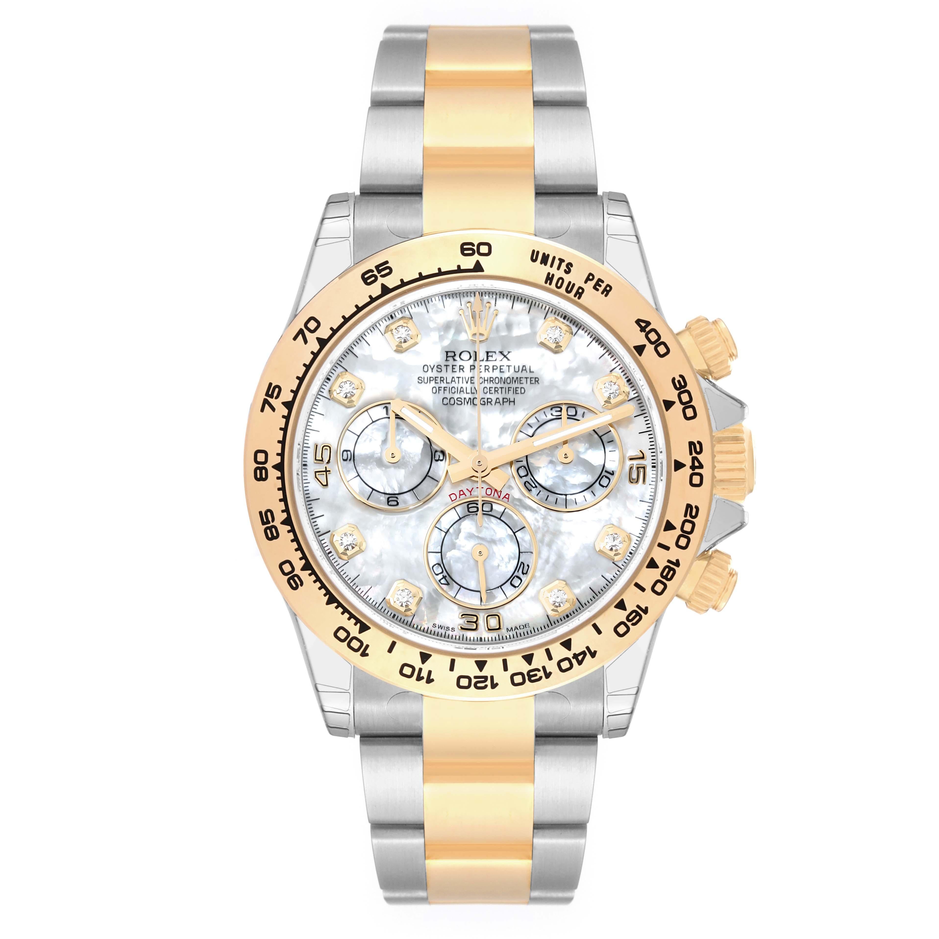 Men's Rolex Daytona Steel Yellow Gold MOP Diamond Mens Watch 116503 Unworn NOS For Sale