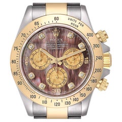 Rolex Daytona Stahl Gelbgold MOP Diamant Herrenuhr 116523 Box Card