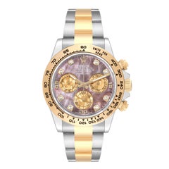 Rolex Daytona Steel Yellow Gold Mother Of Pearl Diamond Mens Watch 116503