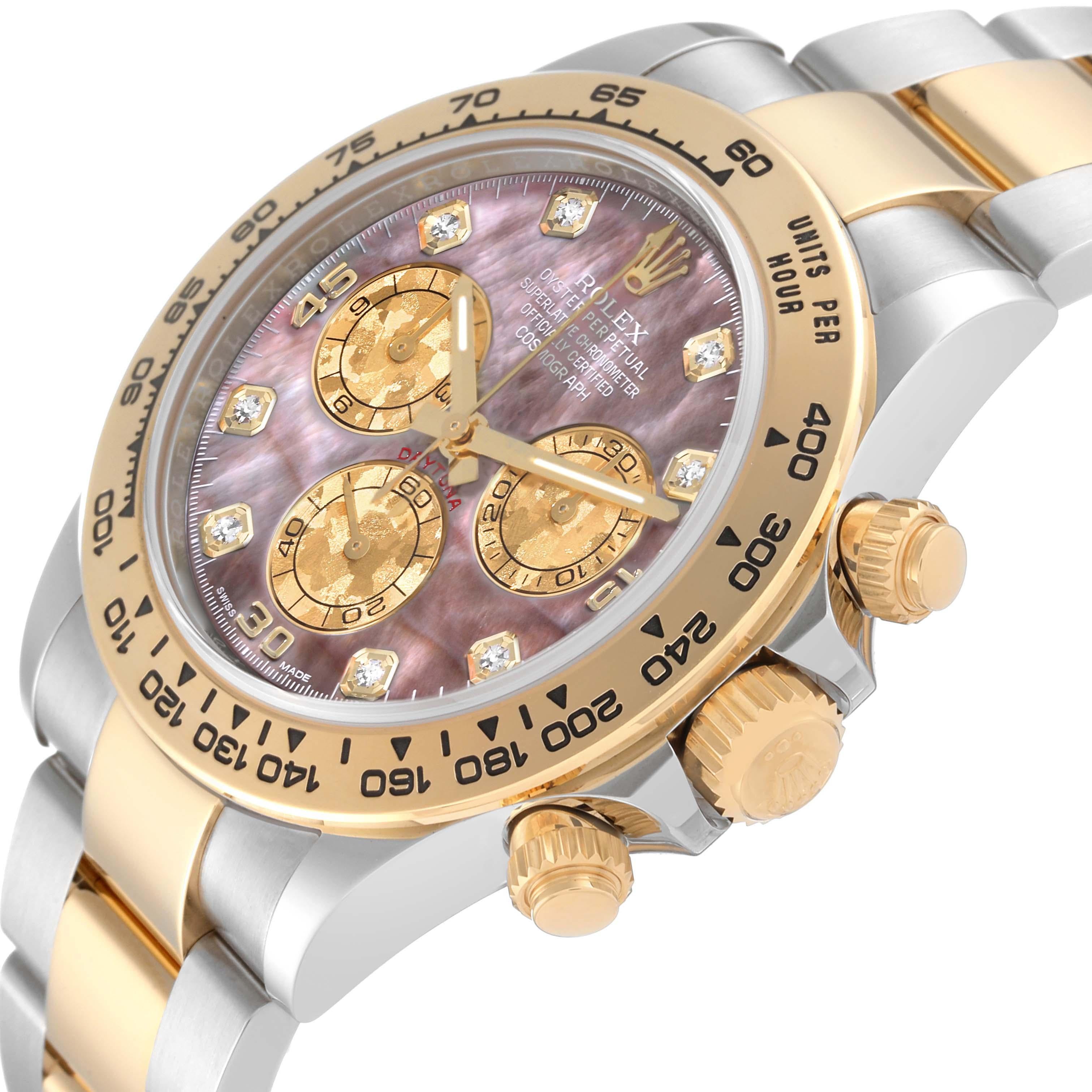 Rolex Daytona Steel Yellow Gold Mother Of Pearl Diamond Mens Watch 116503 In Excellent Condition In Atlanta, GA