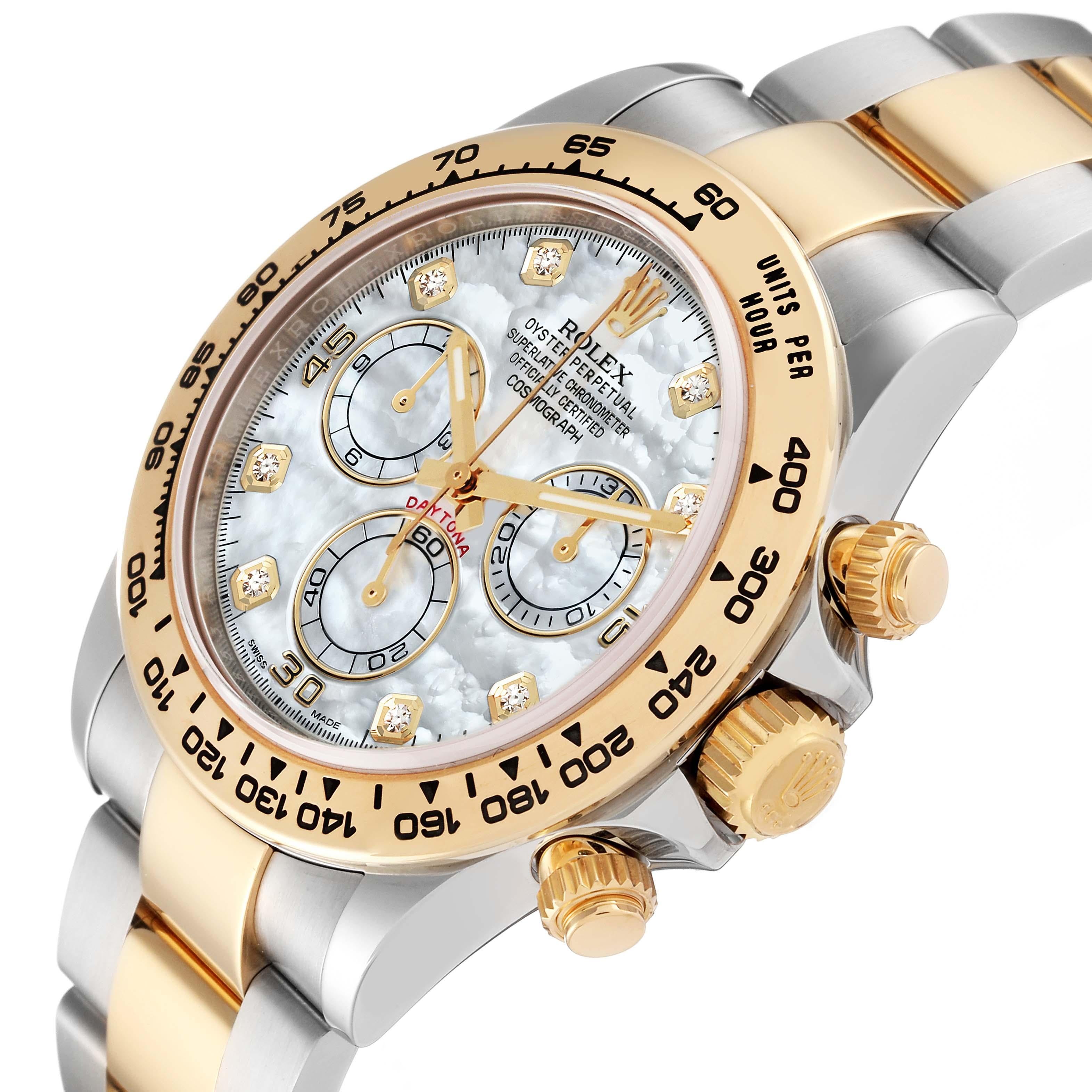Men's Rolex Daytona Steel Yellow Gold Mother Of Pearl Diamond Mens Watch 116503 For Sale