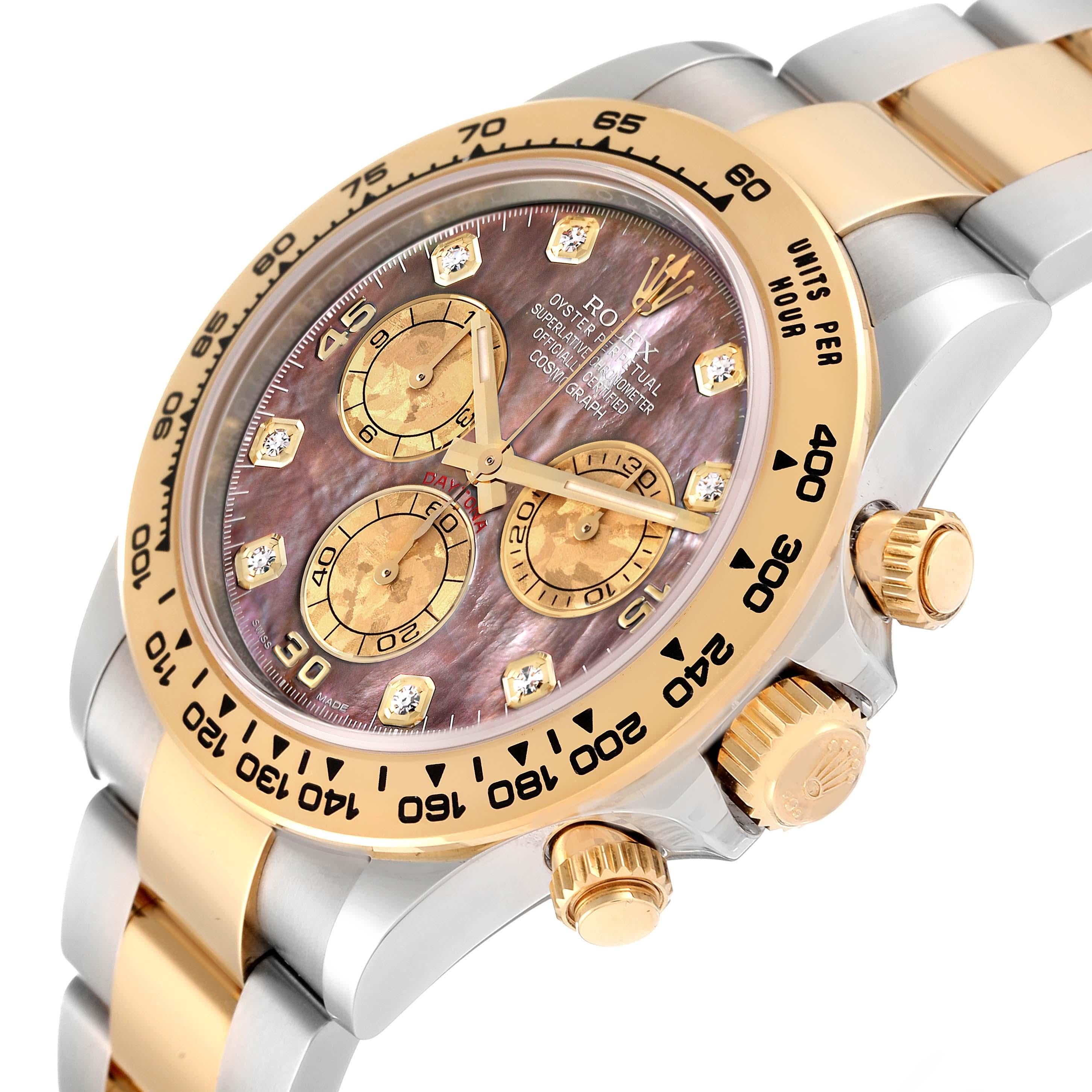 Men's Rolex Daytona Steel Yellow Gold Mother of Pearl Diamond Watch 116503 Box Card