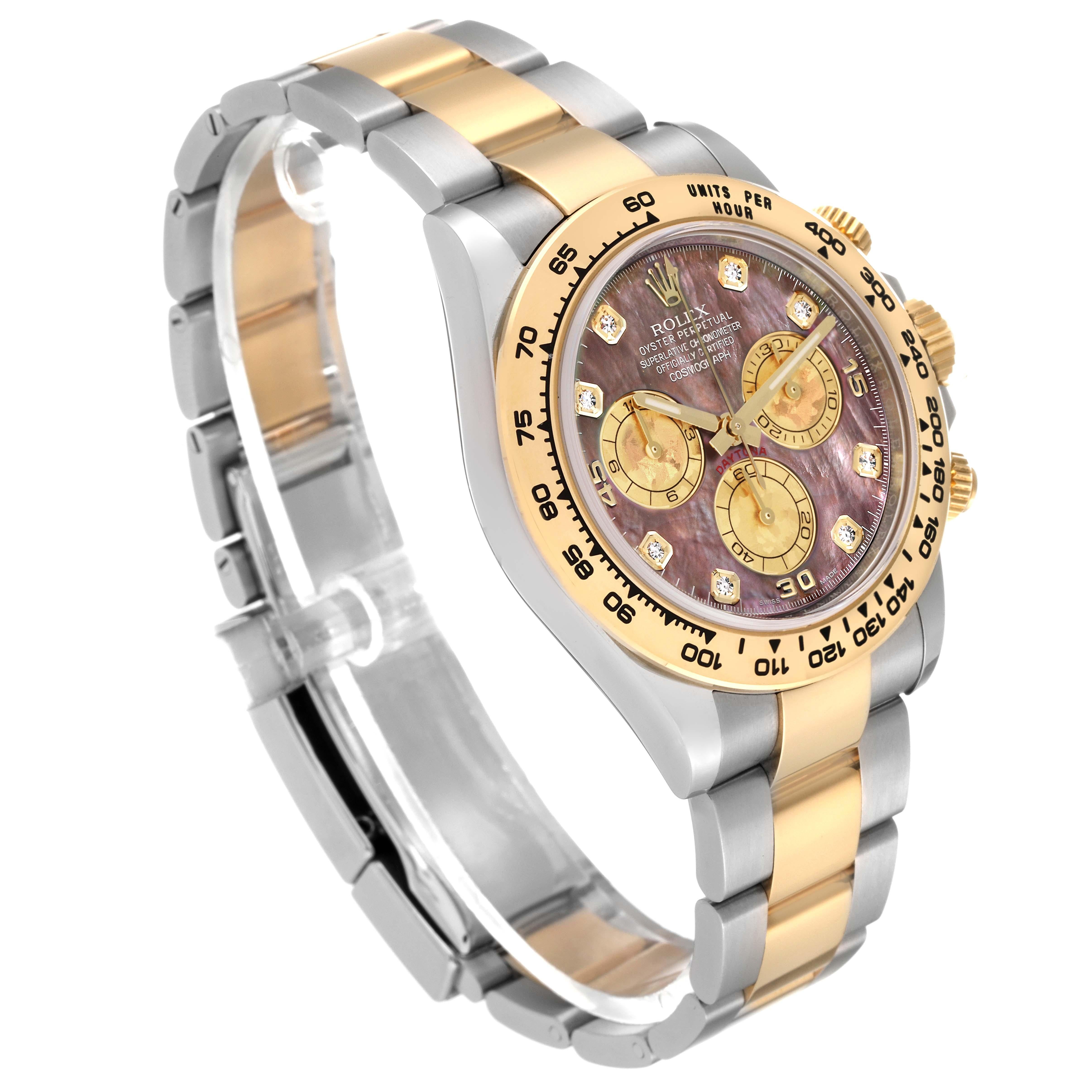 Rolex Daytona Steel Yellow Gold Mother of Pearl Diamond Watch 116503 Box Card 2