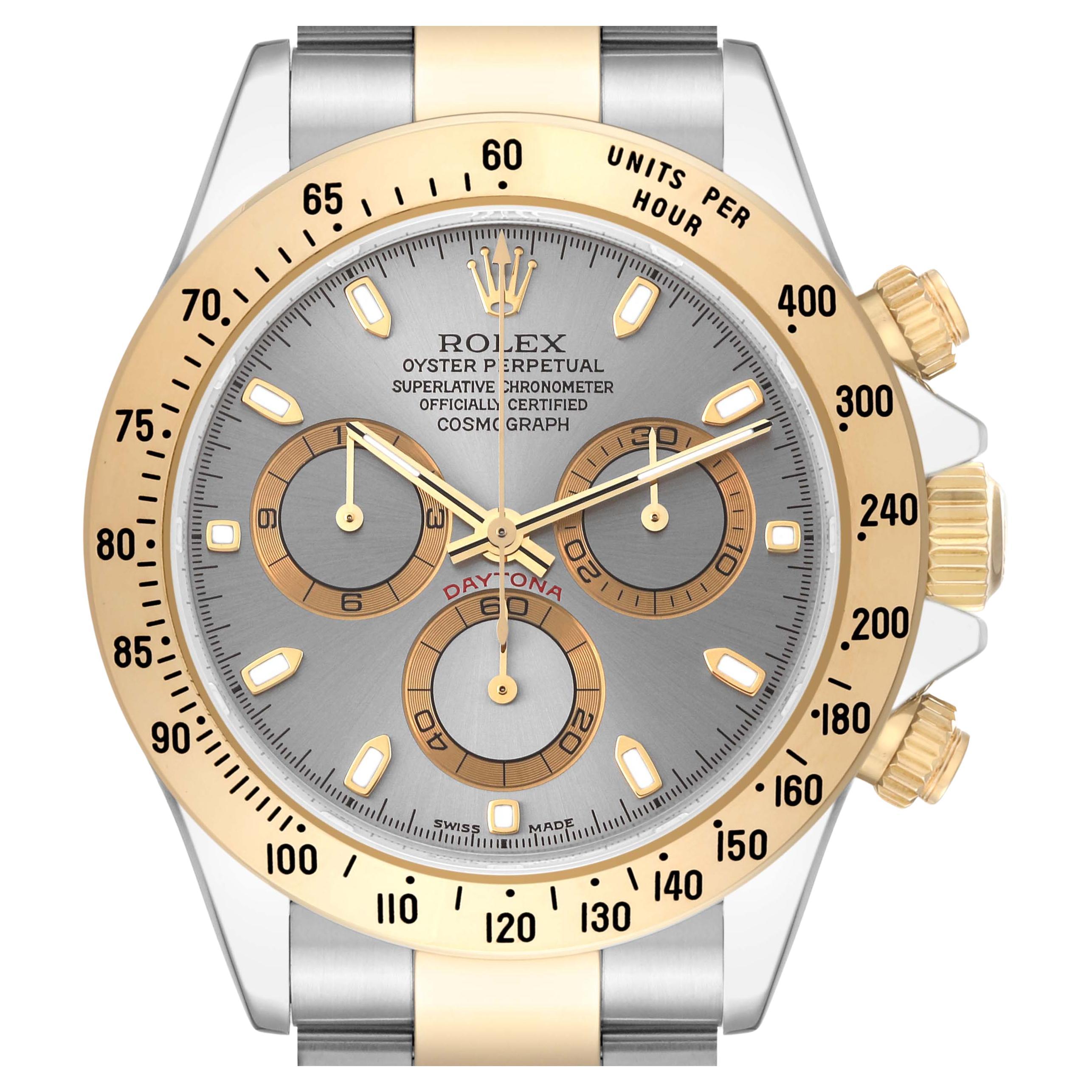 Rolex Daytona Steel Yellow Gold Slate Dial Mens Watch 116523 Box Papers