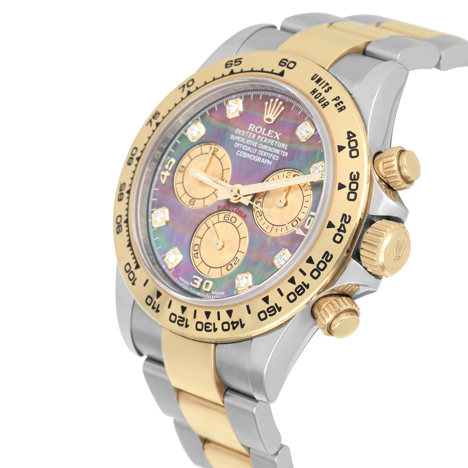 Rolex Daytona Stahl/Gelbgolduhr Tahitian MOP Diamant-Zifferblatt 116503 Box+ Card Herren