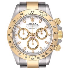 Rolex Daytona Steel Yellow Gold White Dial Mens Watch 116523 Box Papers