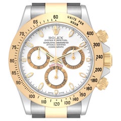 Rolex Daytona Steel Yellow Gold White Dial Mens Watch 116523 Box Papers