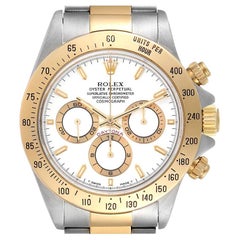 Rolex Daytona Steel Yellow Gold White Dial Mens Watch 16523 Box Papers