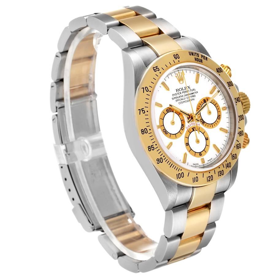 Rolex Daytona Stahl-Gelbgold-Herrenuhr 16523 mit weißem Zifferblatt Zenith Uhrwerk im Zustand „Hervorragend“ im Angebot in Atlanta, GA