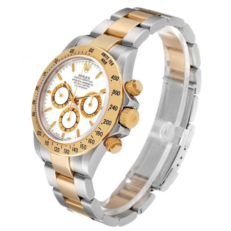 Rolex Daytona Stahl-Gelbgold-Herrenuhr 16523 mit weißem Zifferblatt Zenith Uhrwerk im Angebot 1