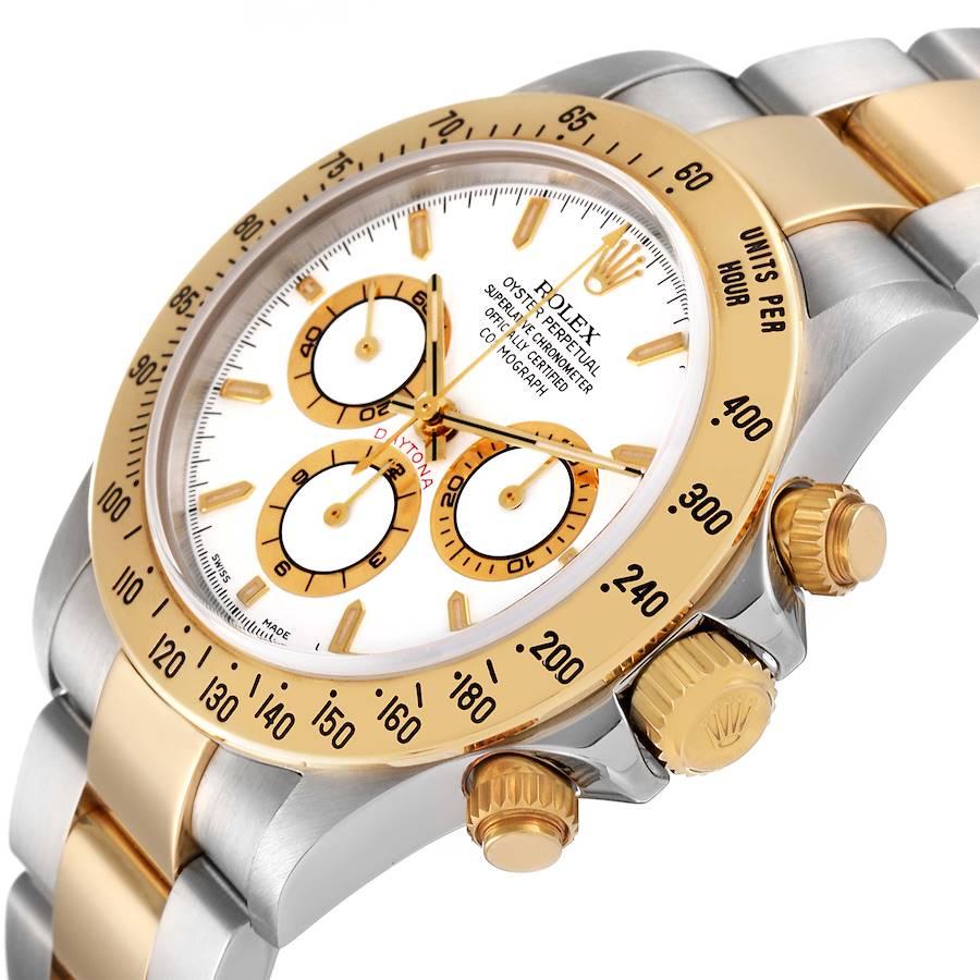 Rolex Daytona Stahl-Gelbgold-Herrenuhr 16523 mit weißem Zifferblatt Zenith Uhrwerk im Angebot 2