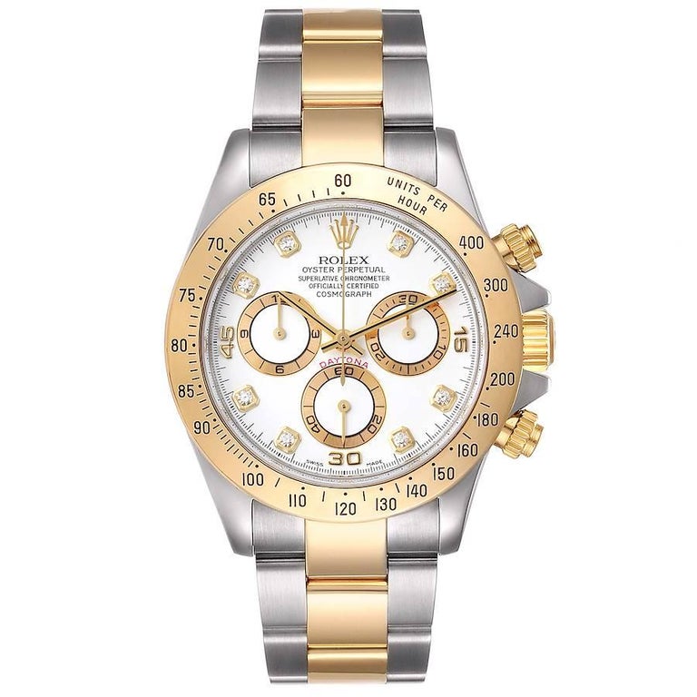 Rolex Daytona Steel Yellow Gold White Diamond Dial Mens Watch 116523 ...