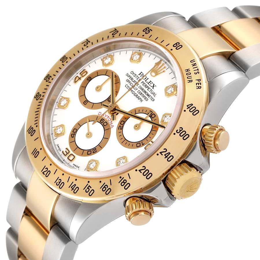 Rolex Daytona Steel Yellow Gold White Diamond Dial Mens Watch 116523 For Sale 1