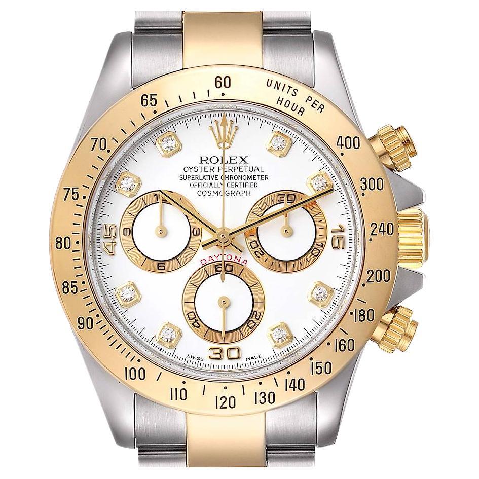 Rolex Daytona Steel Yellow Gold White Diamond Dial Mens Watch 116523 For Sale