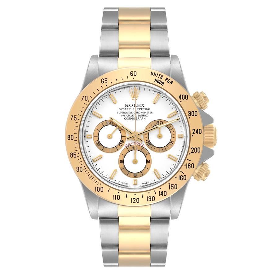 Rolex Daytona Steel Yellow Gold Zenith Movement Mens Watch 16523 Box Papers. Officially certified chronometer automatic self-winding movement. Zenith based chronograph. Stainless steel and 18K yellow gold case 40.0 mm in diameter. Special screw-down