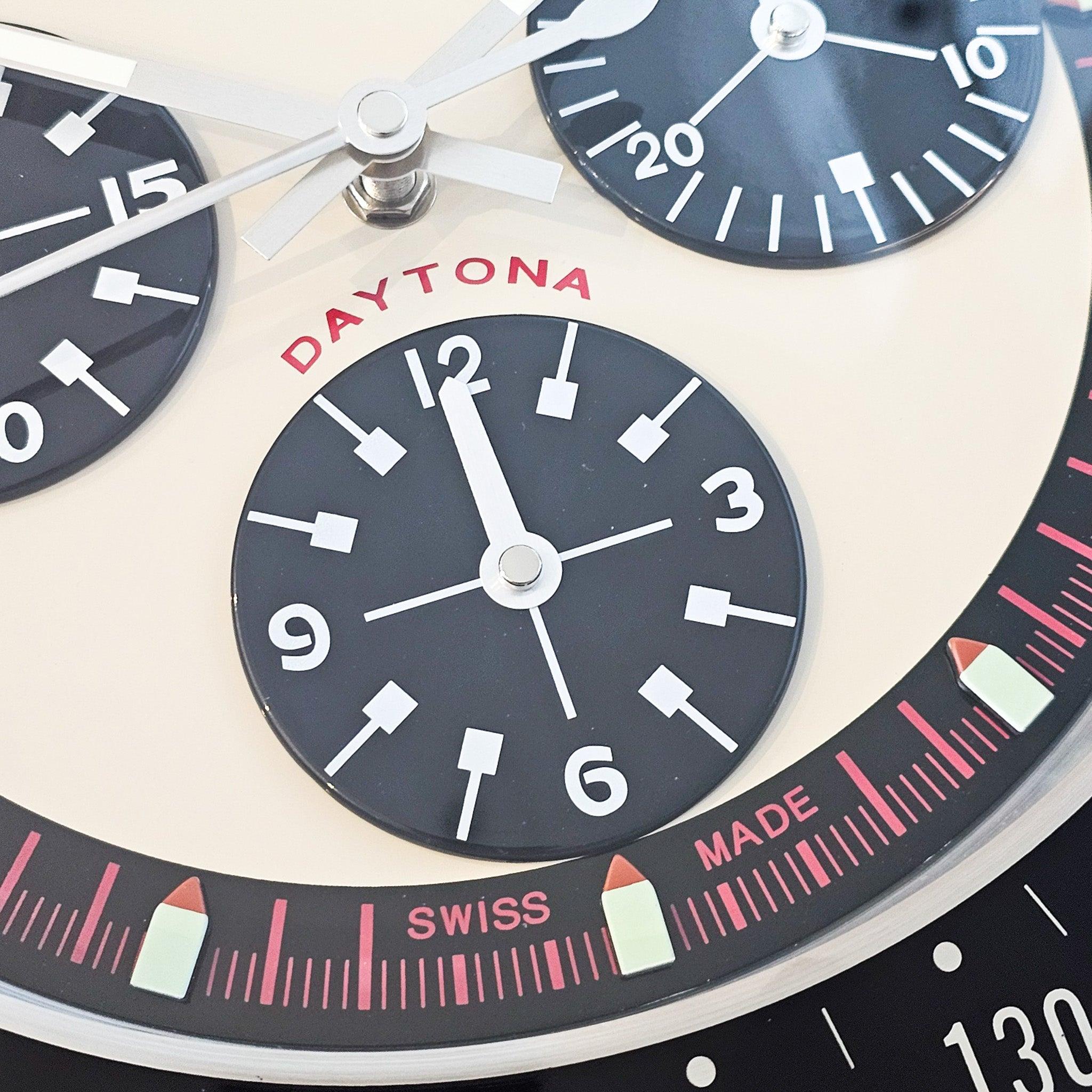 Swiss Rolex DAYTONA Store Display Wall Clock in Stainless Steel And Enamel