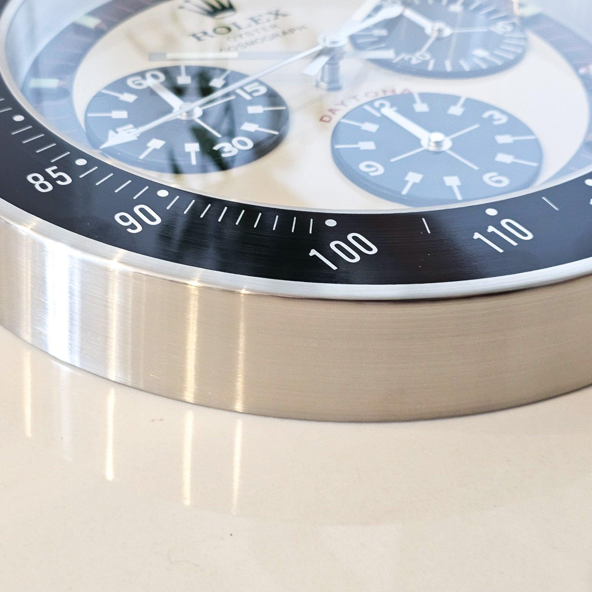 Contemporary Rolex DAYTONA Store Display Wall Clock in Stainless Steel And Enamel