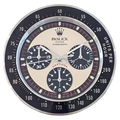 Rolex DAYTONA Store Display Wall Clock in Stainless Steel And Enamel